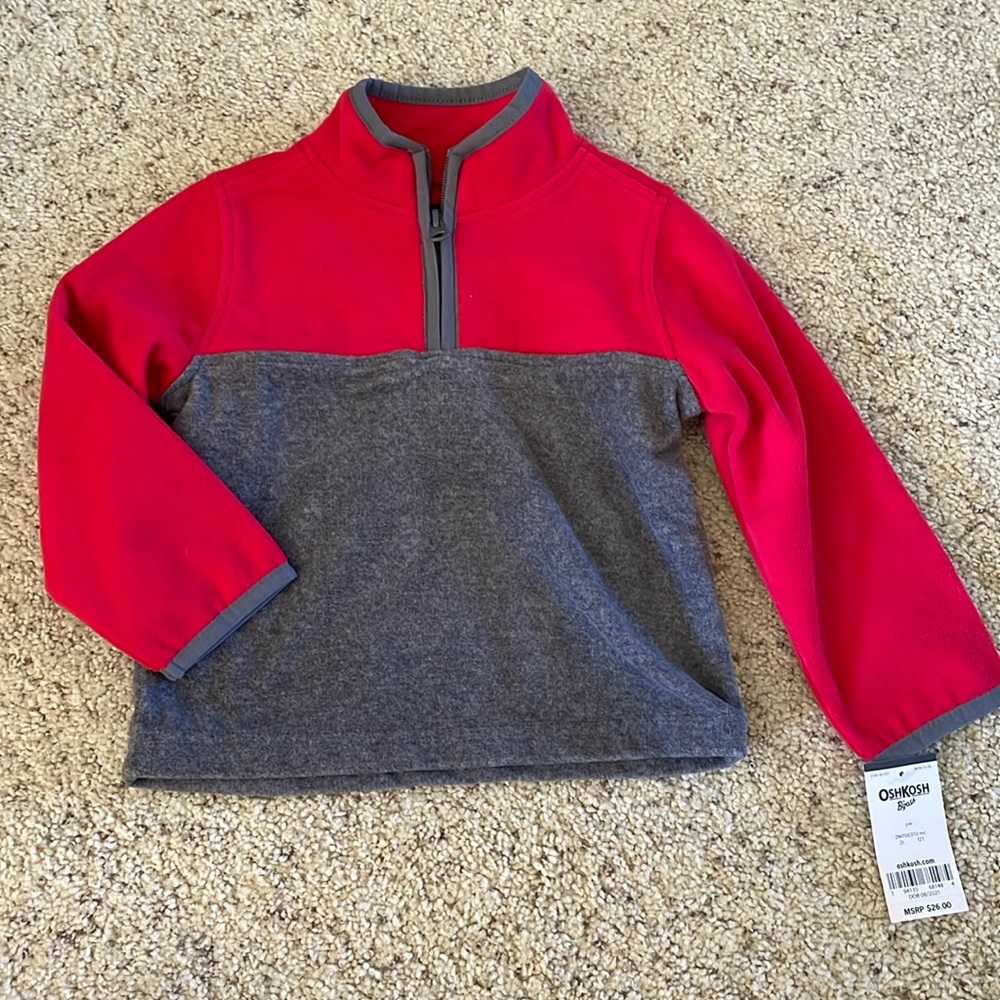 OshKosh Boys 2T Colorblock Fleece Quarter Zip